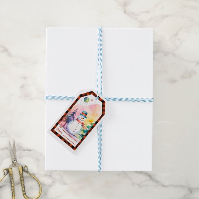 Personalized Christmas Snowman Gift Tags (With Twine)