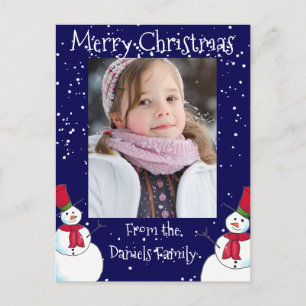 Personalized Christmas Snowman Photo Postcard