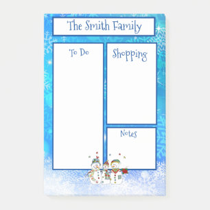 Personalized Christmas Snowman Theme Post-it Notes