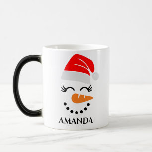 Personalized christmas snowman with custom name magic mug