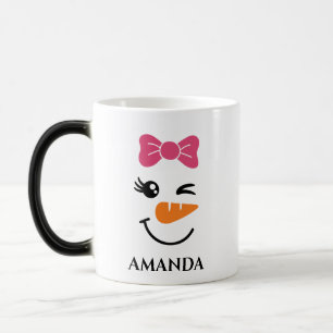 Personalized christmas snowman with custom name magic mug