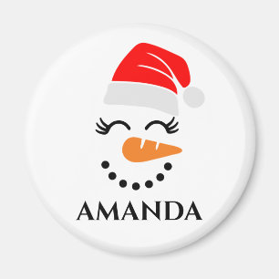 Personalized christmas snowman with custom name  magnet