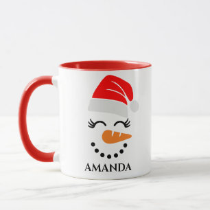 Personalized christmas snowman with custom name  mug