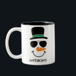 Personalized christmas snowman with custom name   Two-Tone coffee mug<br><div class="desc">Personalized christmas snowman with custom name Two-Tone Coffee Mug .</div>