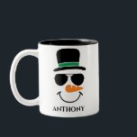Personalized christmas snowman with custom name Two-Tone coffee mug<br><div class="desc">Personalized christmas snowman with custom name Two-Tone Coffee Mug .</div>