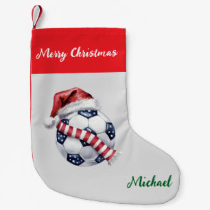 Personalized Christmas Soccer Ball with hat santa  Small Christmas Stocking