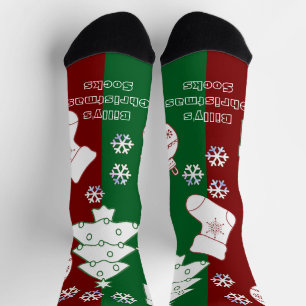 Personalized Christmas Socks - Half Red Half Green