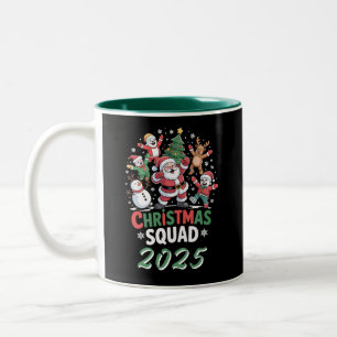 Personalized Christmas Squad 2025 Santa Family Two-Tone Coffee Mug