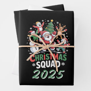 Personalized Christmas Squad 2025 Santa Family Wrapping Paper Sheet
