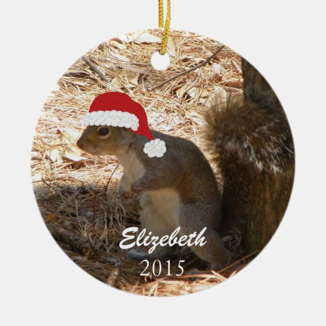 Personalized Christmas Squirrel Ornament (Front)