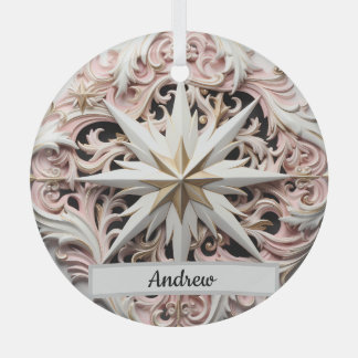 Personalized Christmas Star Ornament with Pink