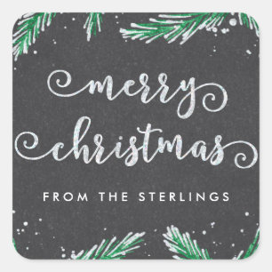 Personalized Christmas Stickers Glitter Look