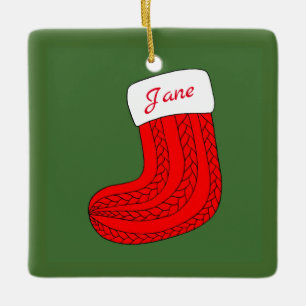 Personalized Christmas Stocking Ceramic Ornament