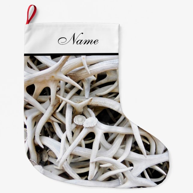 Personalized Christmas Stocking - Elk Antlers (Front)