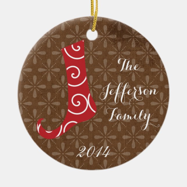 Personalized Christmas Stocking Family Ornament (Front)