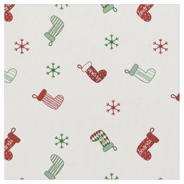 Personalized Christmas Stocking Pattern Fabric (Close Up)