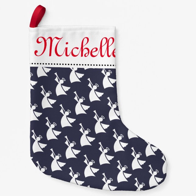 Personalized Christmas stocking with angel pattern (Front)