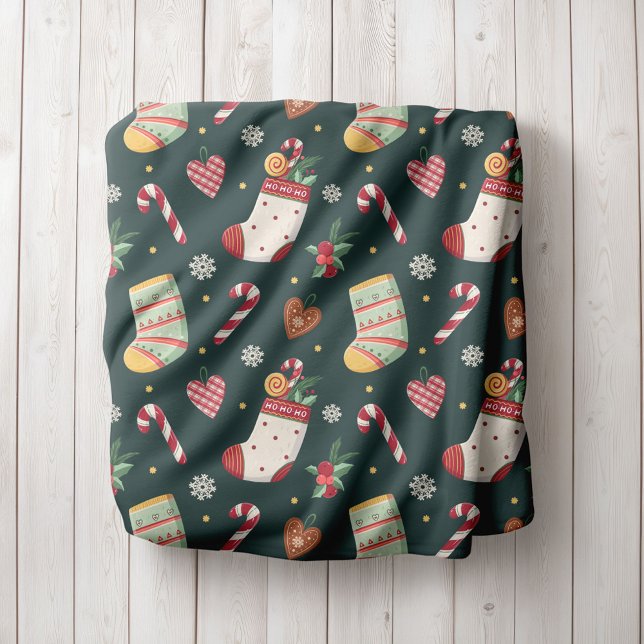 Personalized Christmas Stockings Fleece Blanket (Creator Uploaded)