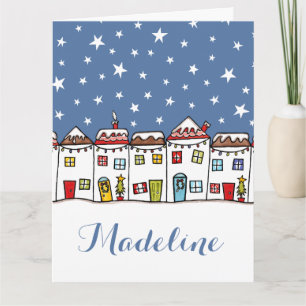 Personalized Christmas Street Snow Scene Card