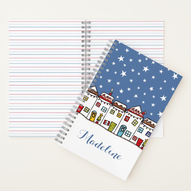 Personalized Christmas Street Snow Scene  Notebook (Inside)