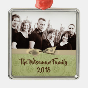 Personalized Christmas Striped Wrap PHOTO Ornament