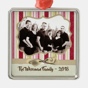 Personalized Christmas Striped Wrap PHOTO Ornament