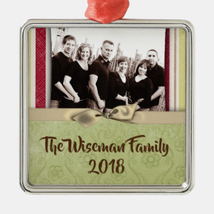 Personalized Christmas Striped Wrap PHOTO Ornament