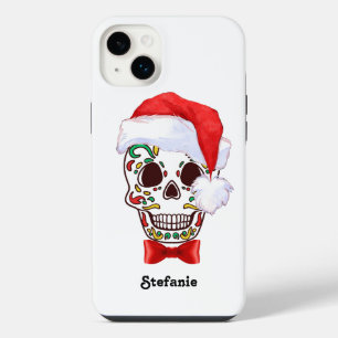 Personalized Christmas Sugar Skull Hat iPhone 14 Plus Case