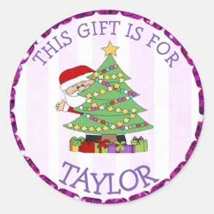 Personalized Christmas Tags Cute Santa and Tree