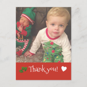 Personalized Christmas Thank you Photo Postcard