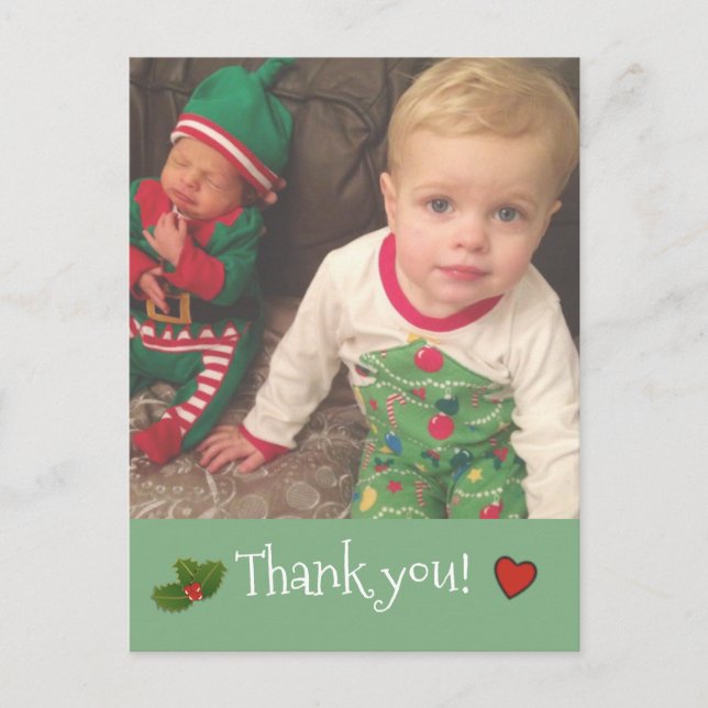 Personalized  Christmas Thank you Photo Postcard (Front)