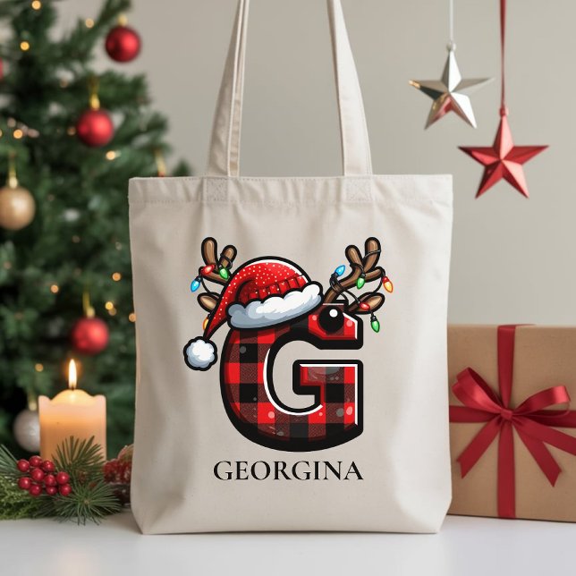 Personalized Christmas tote bag gift for her, mom (Personalized Christmas Tote Bag – Custom Monogram Holiday Gift for Family, Friends & Coworkers)