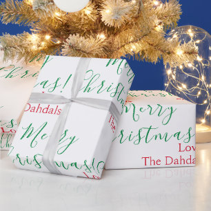 Personalized Christmas Traditional Red Green White Wrapping Paper