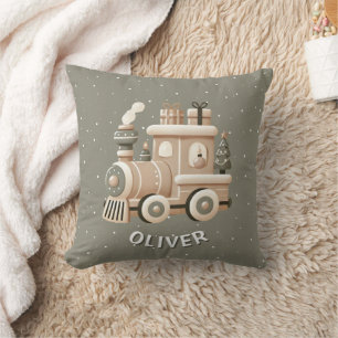 Personalized Christmas Train for Kids  Throw Pillow