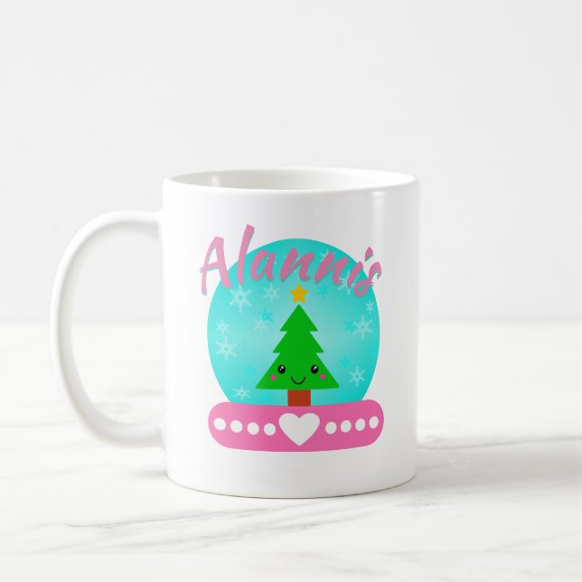 Personalized Christmas Tree And Heart Coffee Mug (Left)
