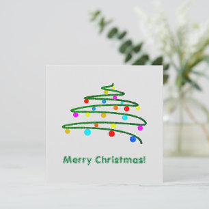 Personalized Christmas Tree and Ornaments Drawing Holiday Card