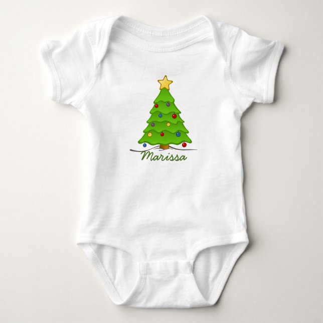 Personalized Christmas Tree Baby Bodysuit (Front)