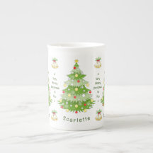 Personalized Christmas Tree & Bells Bone China Mug