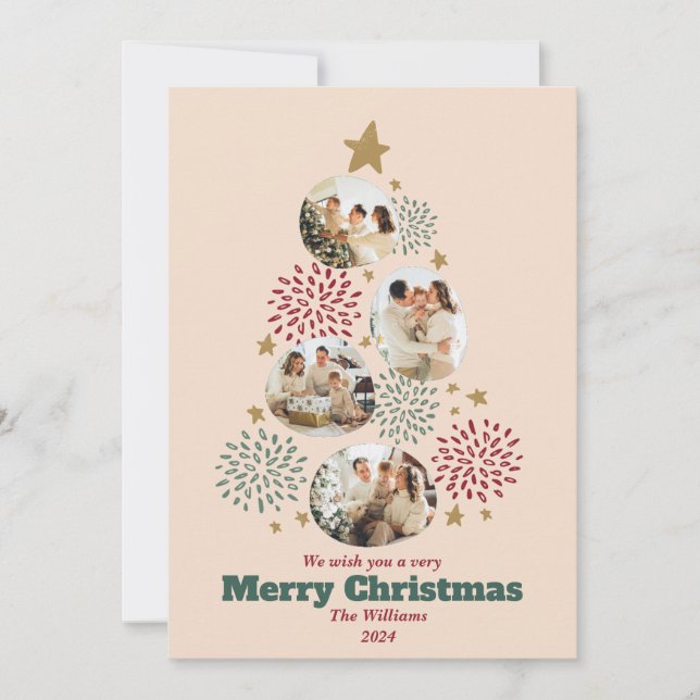 Personalized Christmas tree family photos Holiday Card (Front)