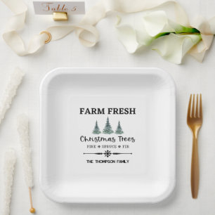 Personalized Christmas Tree Farm Cocktail Plates