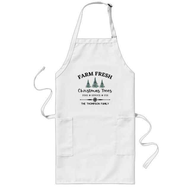 Personalized Christmas Tree Farm Long Apron (Front)