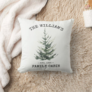 Personalized Christmas tree farmhouse Throw Pillow
