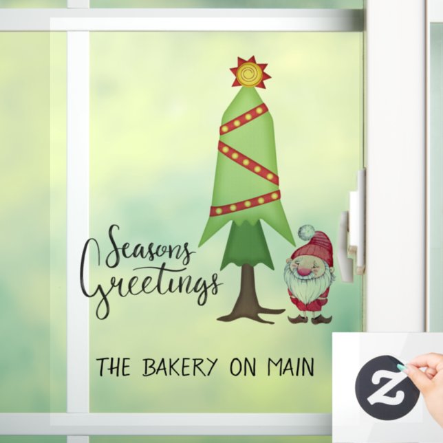 Personalized Christmas Tree & Gnome   Window Cling (Home)