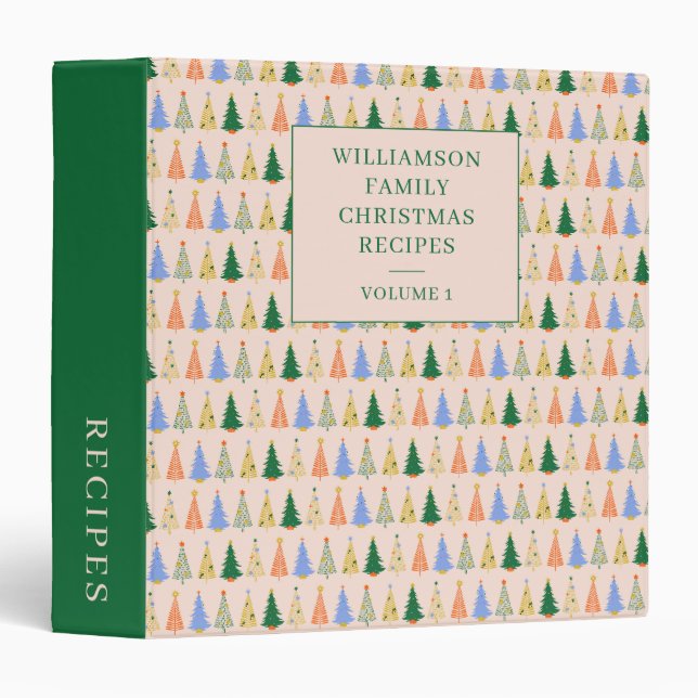 Personalized Christmas Tree Holiday Family Recipe Binder (Front/Spine)