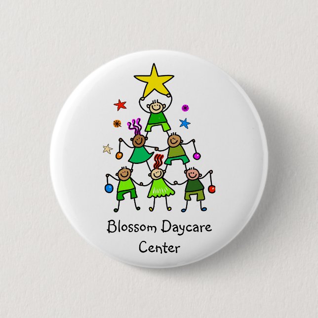 Personalized Christmas Tree Kids 2 Inch Round Button (Front)