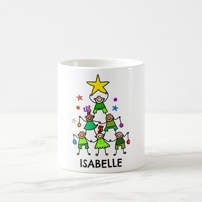 Personalized Christmas Tree Kids Coffee Mug (Center)