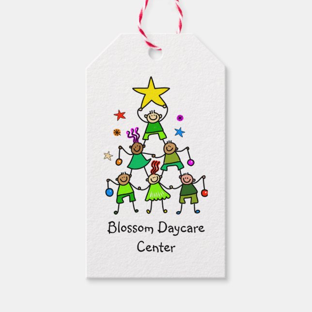 Personalized Christmas Tree Kids Gift Tags (Front)