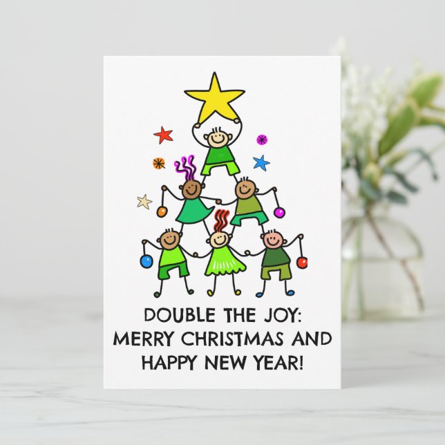 Personalized Christmas Tree Kids Holiday Card (Standing Front)