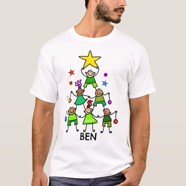 Personalized Christmas Tree Kids T-Shirt (Front)