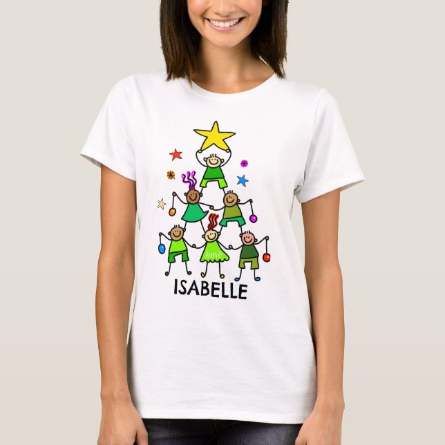 Personalized Christmas Tree Kids T-Shirt (Front)